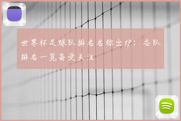 世界杯足球队排名名称出炉:各队排名一览备受关注